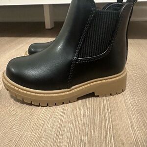 Black Ankle Chelsea Boots with Tan Soles